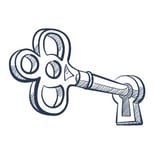 Key in a keyhole. Illustration